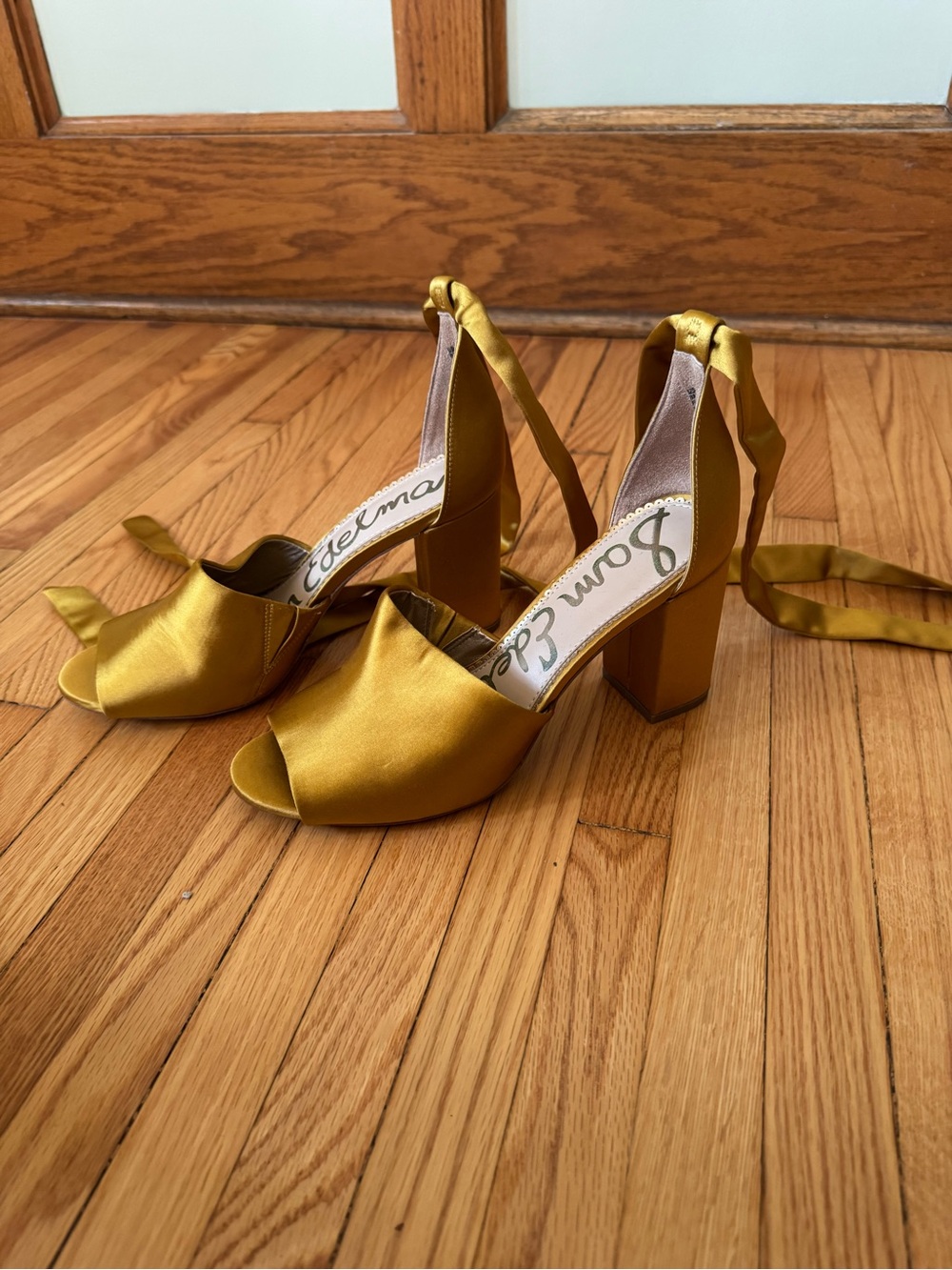 Sam Edelman Odele Satin Ankle-Tie Block Heel Sandals - Picture 2 of 6